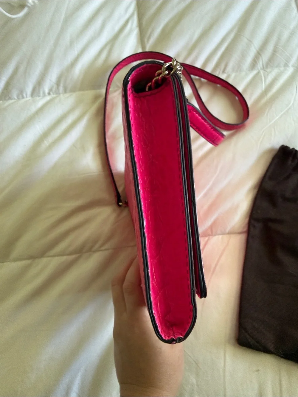Kate Spade Hot Pink Croc-Embossed Crossbody Bag